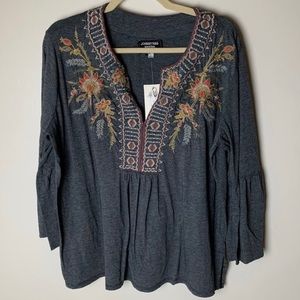 Johnny Was NEW Floral Embroidery 3/4 Bell Sleeve